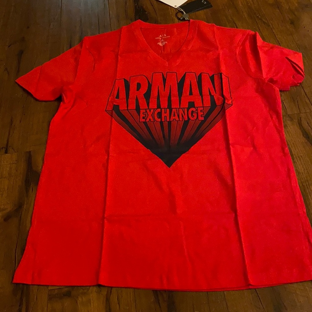 Armani exchange red logo tee
